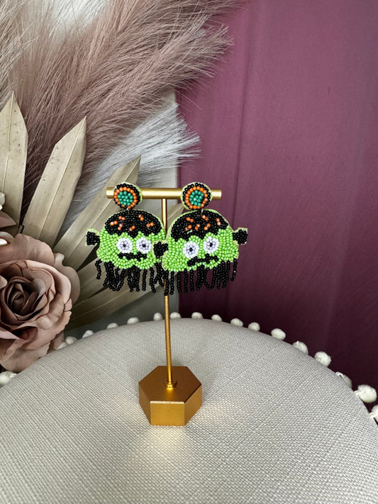 Einstein Green Earrings