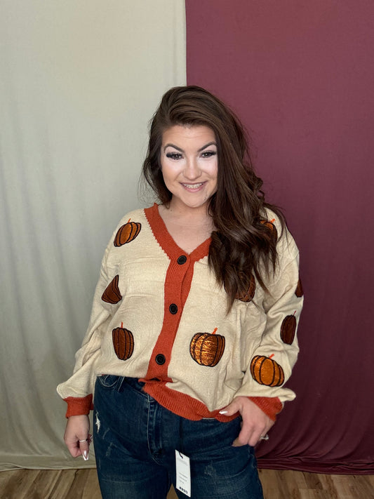 Glitter Pumpkin Cardigan