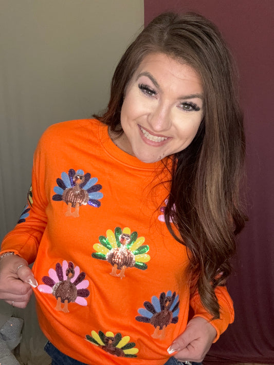 The Orange Turkey Sequin Sweater