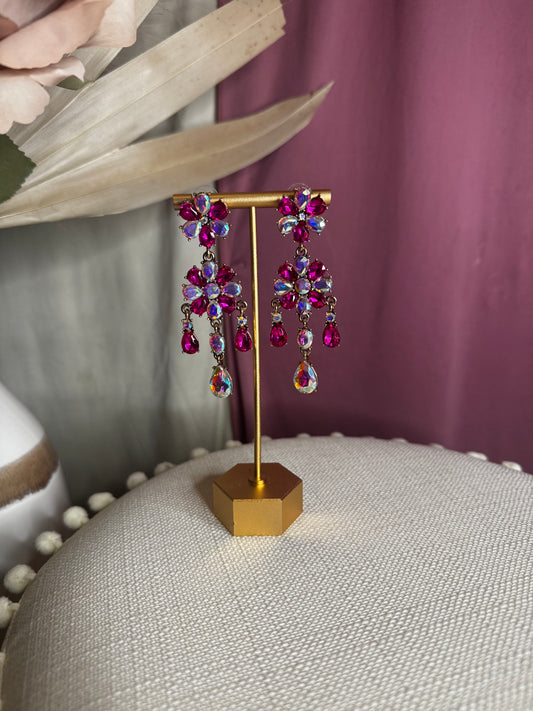 The Diana Pink & Clear Dangle Earring